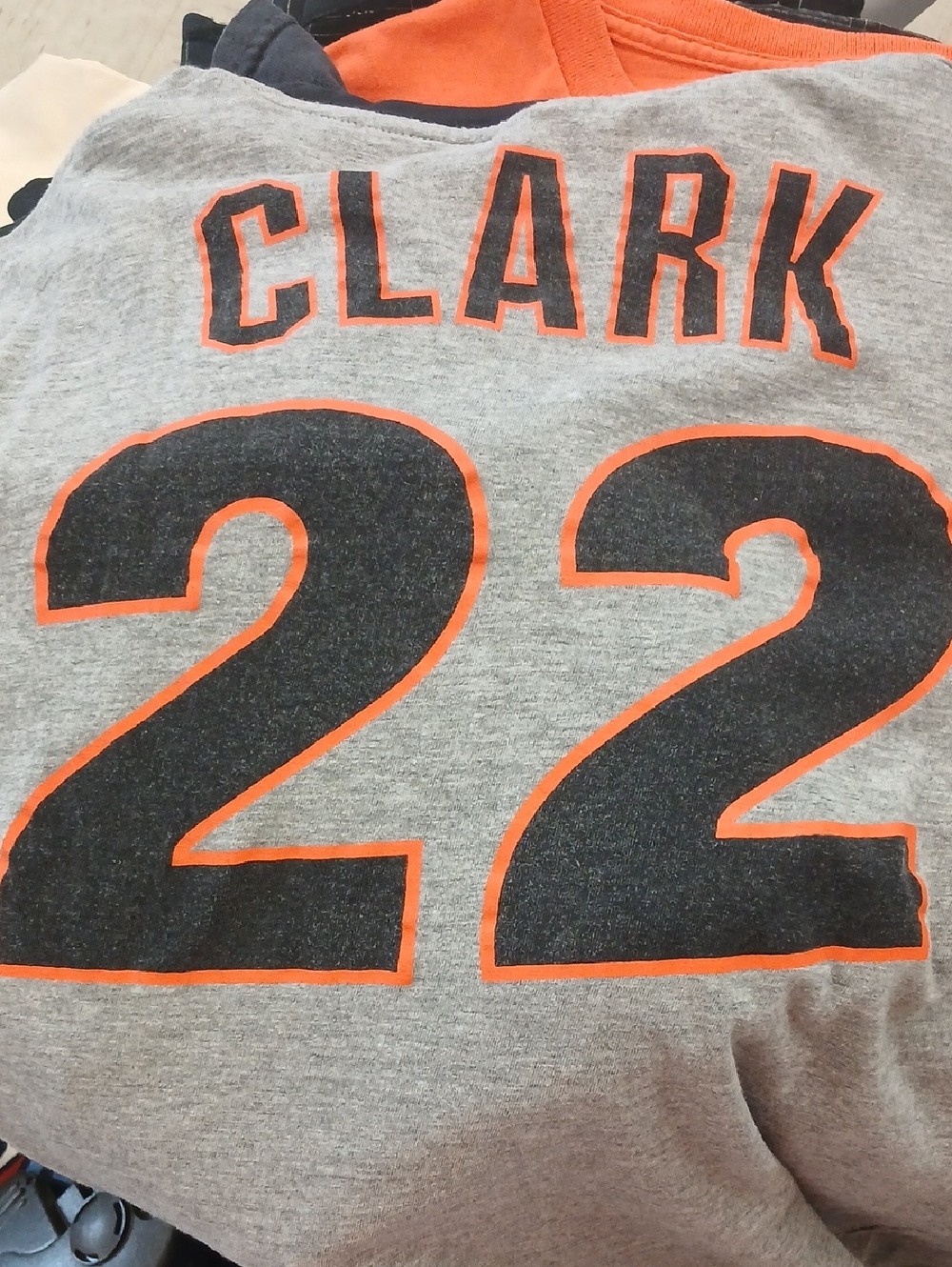 Gray 'CLARK 22' Athletic Tee with Black and Orange Graphics Draft King